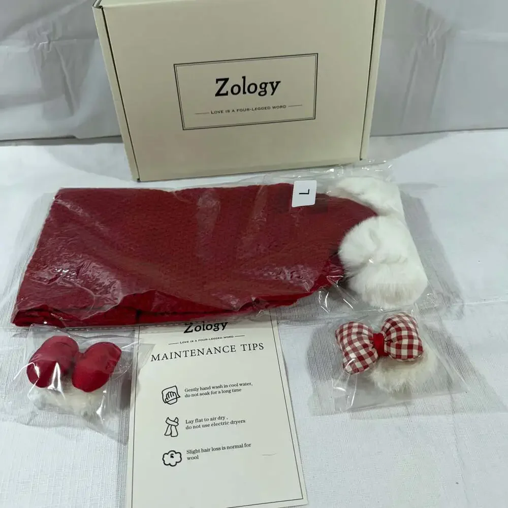 Zology Red & White Holiday Pet Accessory Set - Size Large - New with Box lg